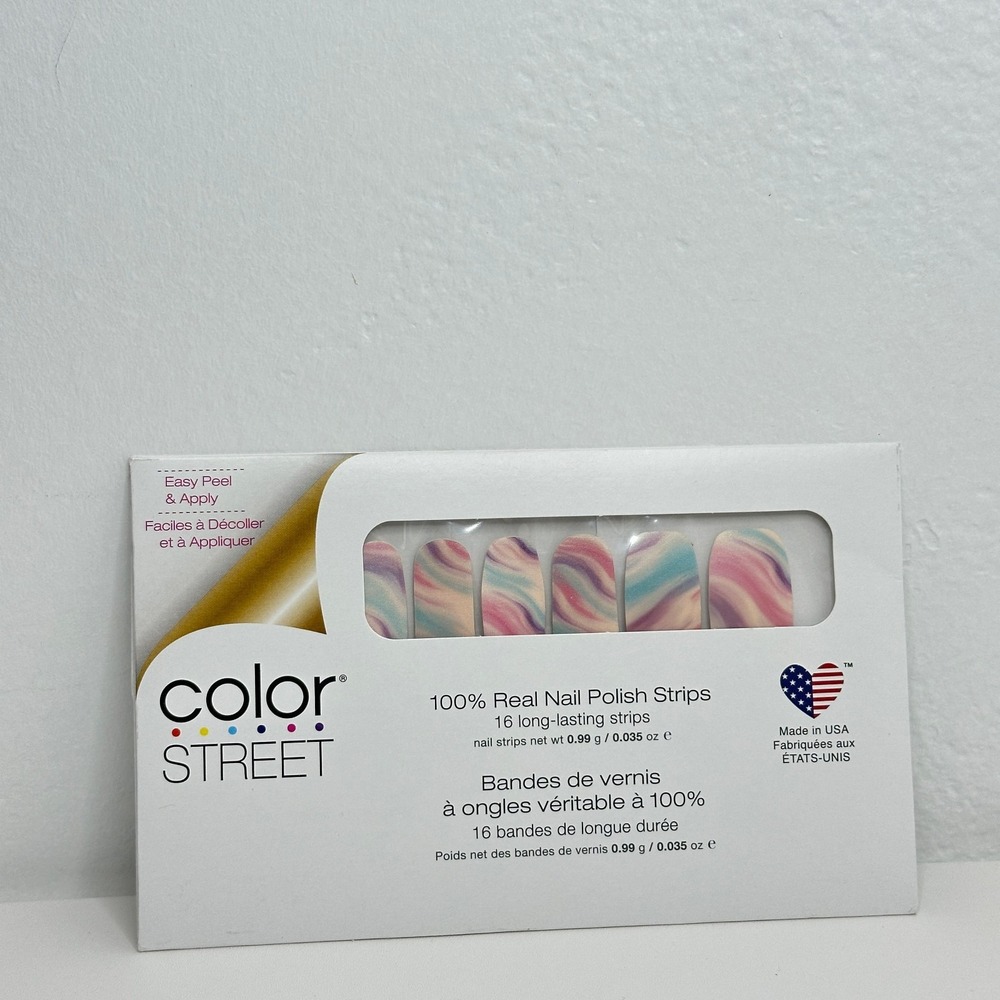 Color Street Nail Polish Strips Feeling Pine 16 Strips Cotton Candy Swirl